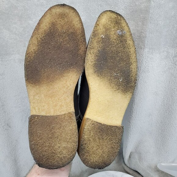 Johnston & Murphy Shoes Mens Size 12 Black Sheepskin Leather Howell Oxford - Picture 7 of 10